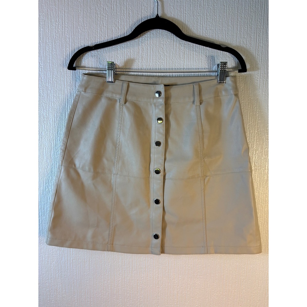 Deluc Faux Leather Tan Snap Front 60's Inspired Mini Size S